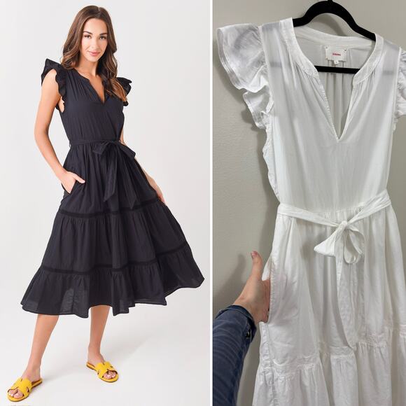 XIRENA Minimalist Feminine Capsule Classic‎ Cotton White Lylah Midi Dress M $326 - Picture 1 of 16